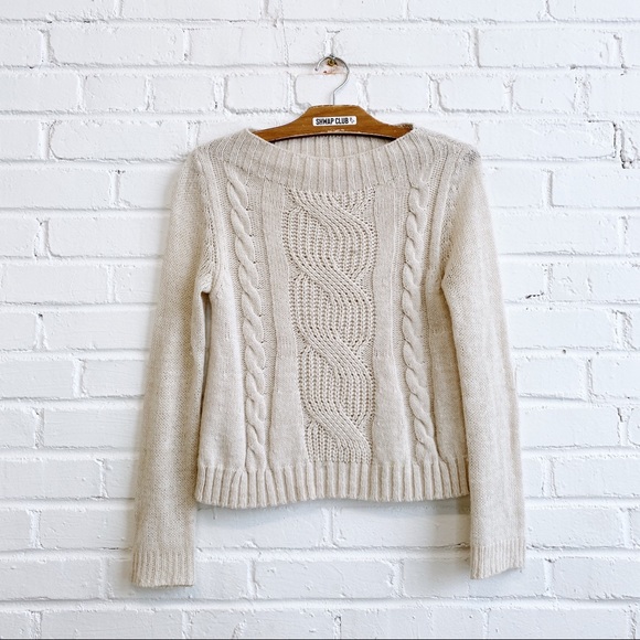 ZARA chunky cream cable knit wool blend